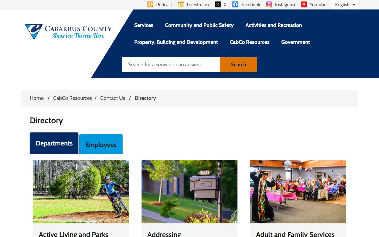 Kannapolis phone directory Cabarrus County department directory