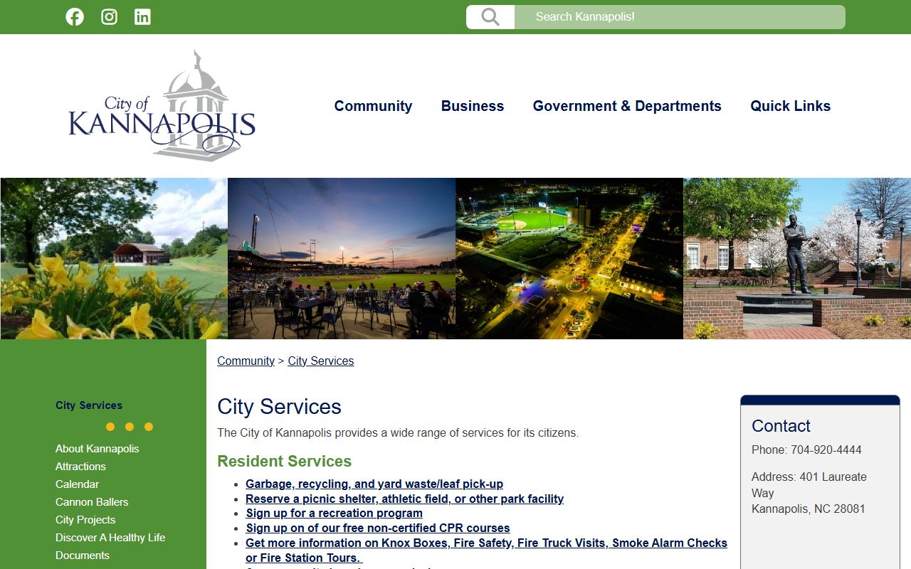 Kannapolis phone directory city services customer service center