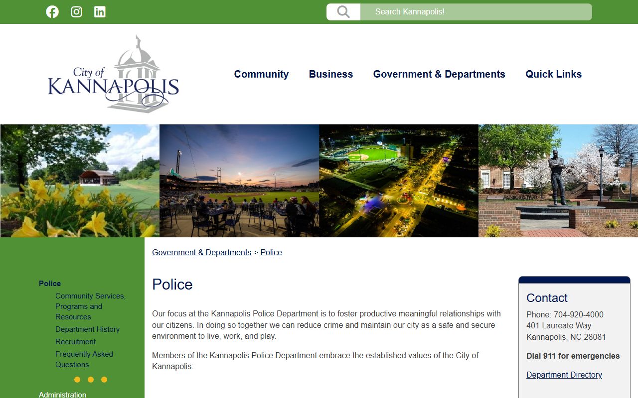 Kannapolis phone directory police reporting guidance
